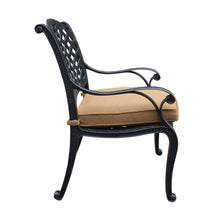 Load image into Gallery viewer, Cast Aluminum Dining Arm Chair With Brown Cushion
