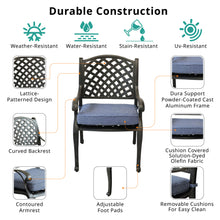 Load image into Gallery viewer, Indoor/Outdoor Dining Arm Chair With Navy Cushion
