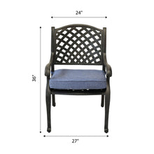 Load image into Gallery viewer, Indoor/Outdoor Dining Arm Chair With Navy Cushion
