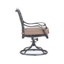 Load image into Gallery viewer, Aluminum Outdoor Dining Swivel Rocker Chair with Dupione Brown Cushion
