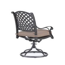 Load image into Gallery viewer, Aluminum Outdoor Dining Swivel Rocker Chair with Dupione Brown Cushion
