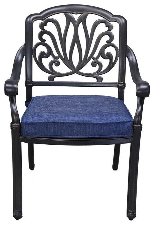 Dining Armchair With Cushion, Aluminum Frame, Dessert Night/Navy Blue