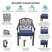 Load image into Gallery viewer, Dining Armchair With Cushion, Aluminum Frame, Dessert Night/Navy Blue
