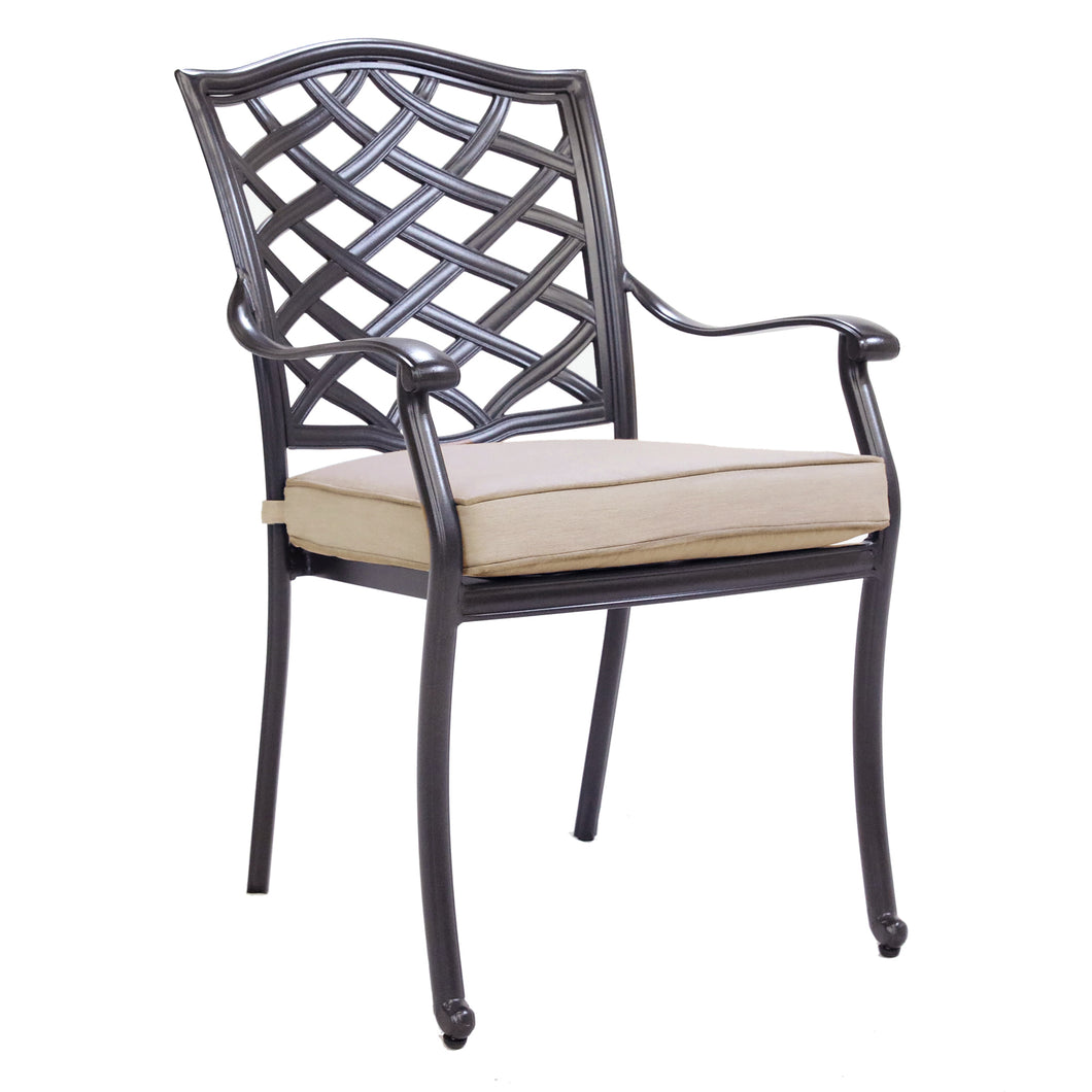 Aluminum Dining Arm Chair With Sunbrella Cushion