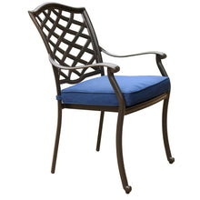 Load image into Gallery viewer, Aluminum Dining Arm Chair With Cushion, Blue Olefin
