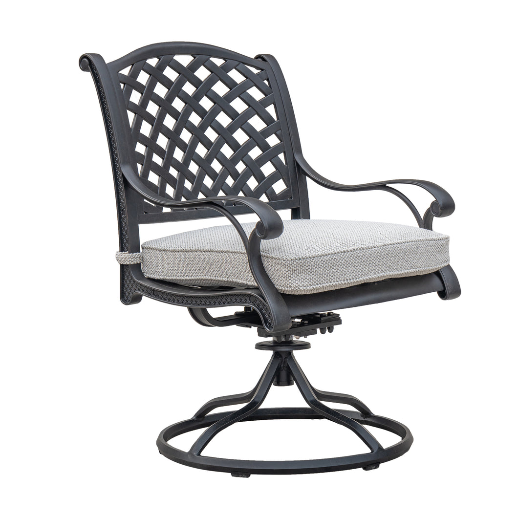 Cast Aluminum Dining Swivel Rocker With Sandstorm Color Cushion